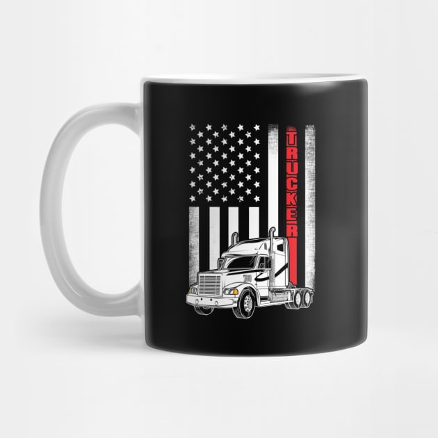 Vintage USA Trucker American Flag Truck Driver by captainmood